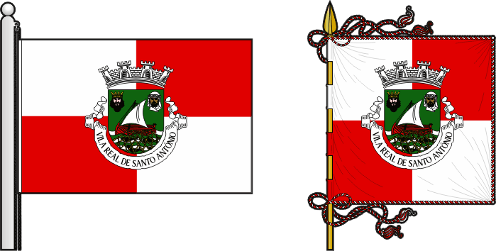 Bandeira e estandarte do município de Vila Real de Santo António - Vila Real de Santo António municipal flag and banner Bandeira e estandarte do município de Vila Real de Santo António - Vila Real de Santo António municipal flag and banner