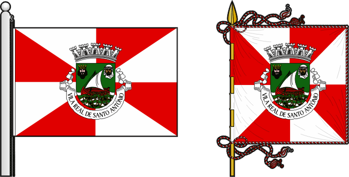 Bandeira e estandarte do município de Vila Real de Santo António - Vila Real de Santo António municipal flag and banner Bandeira e estandarte do município de Vila Real de Santo António - Vila Real de Santo António municipal flag and banner