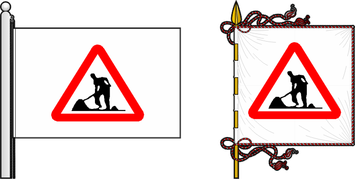 Bandeira e estandarte em construção - Under construction flag and banner