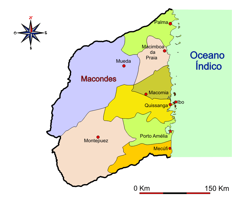 Mapa adminstrativo do distrito de Cabo Delgado - Cabo Delgado district administrative map Mapa adminstrativo do distrito de Cabo Delgado - Cabo Delgado district administrative map