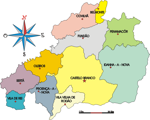 Mapa administrativo do distrito de Castelo Branco - Administrative map of the Castelo Branco district Mapa administrativo do distrito de Castelo Branco - Administrative map of the Castelo Branco district
