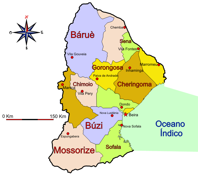 Mapa adminstrativo do distrito de Manica e Sofala - Manica and Sofala district administrative map Mapa adminstrativo do distrito de Manica e Sofala - Manica and Sofala district administrative map