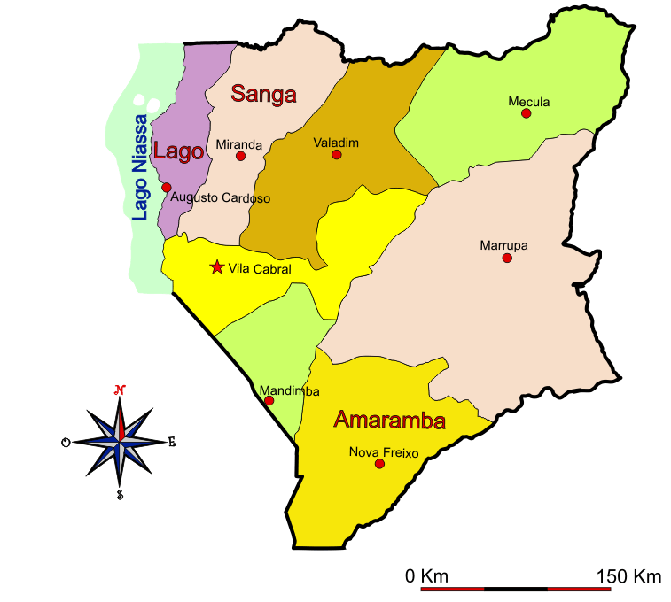 Mapa adminstrativo do distrito do Niassa - Niassa district administrative map Mapa adminstrativo do distrito do Niassa - Niassa district administrative map