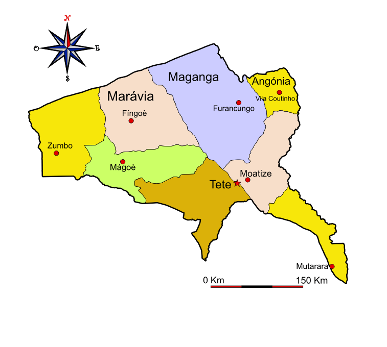 Mapa adminstrativo do distrito de Tete - Tete district administrative map Mapa adminstrativo do distrito de Tete - Tete district administrative map
