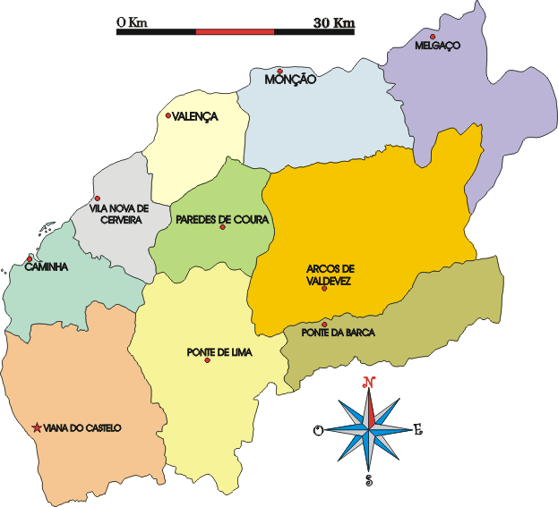Mapa administrativo do distrito de Viana do Castelo - Administrative map of the Viana do Castelo district Mapa administrativo do distrito de Viana do Castelo - Administrative map of the Viana do Castelo district