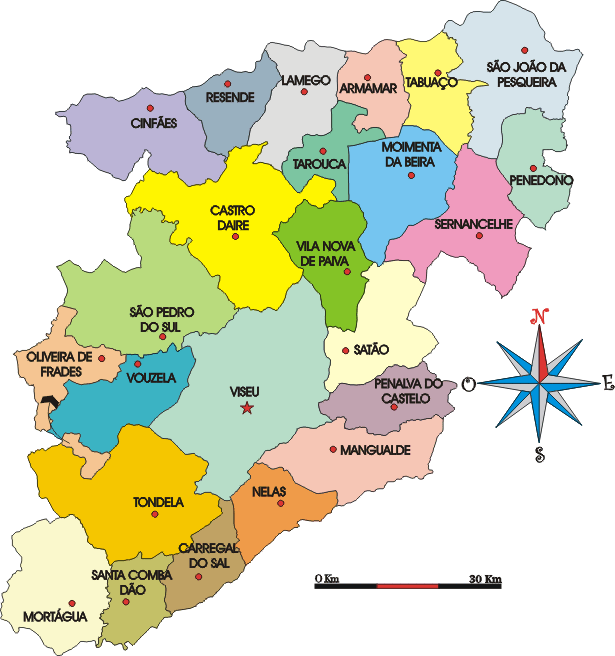 Mapa administrativo do distrito de Viseu - Administrative map of the Viseu district Mapa administrativo do distrito de Viseu - Administrative map of the Viseu district