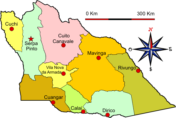 Mapa adminstrativo do distrito do Cuando-Cubango em 1971 - Cuando-Cubango district administrative map in 1971 Mapa adminstrativo do distrito do Cuando-Cubango em 1971 - Cuando-Cubango district administrative map in 1971