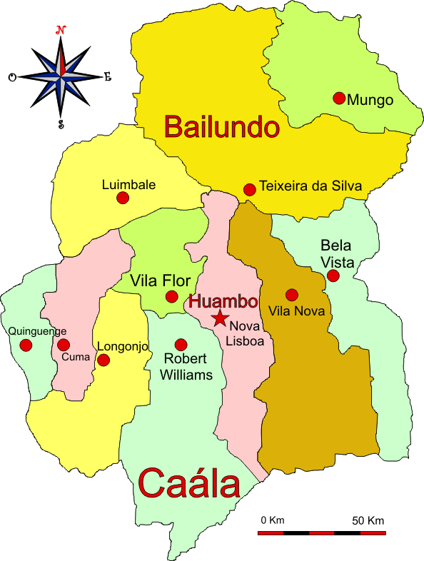 Mapa adminstrativo do distrito do Huambo em 1971 - Huambo district administrative map in 1971 Mapa adminstrativo do distrito do Huambo em 1971 - Huambo district administrative map in 1971